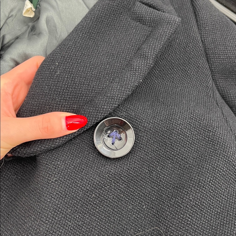 J.Crew Black Wool Blend Double Breasted Belted Peacoat Jacket Size 2 - Picture 13 of 14